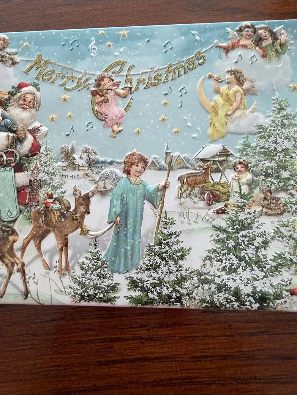 Vintage German Embossed Christmas Tin Santa